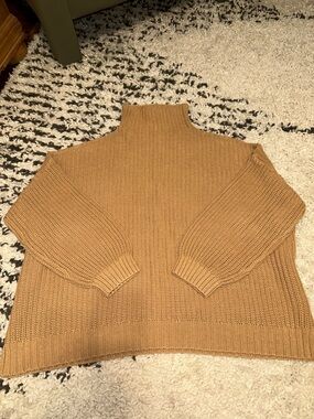 Camel Mock Neck Knit Sweater - Women